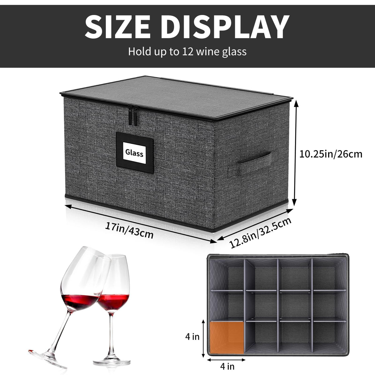 2 Pack Wine Glass Storage Box with Dividers (2 Count)