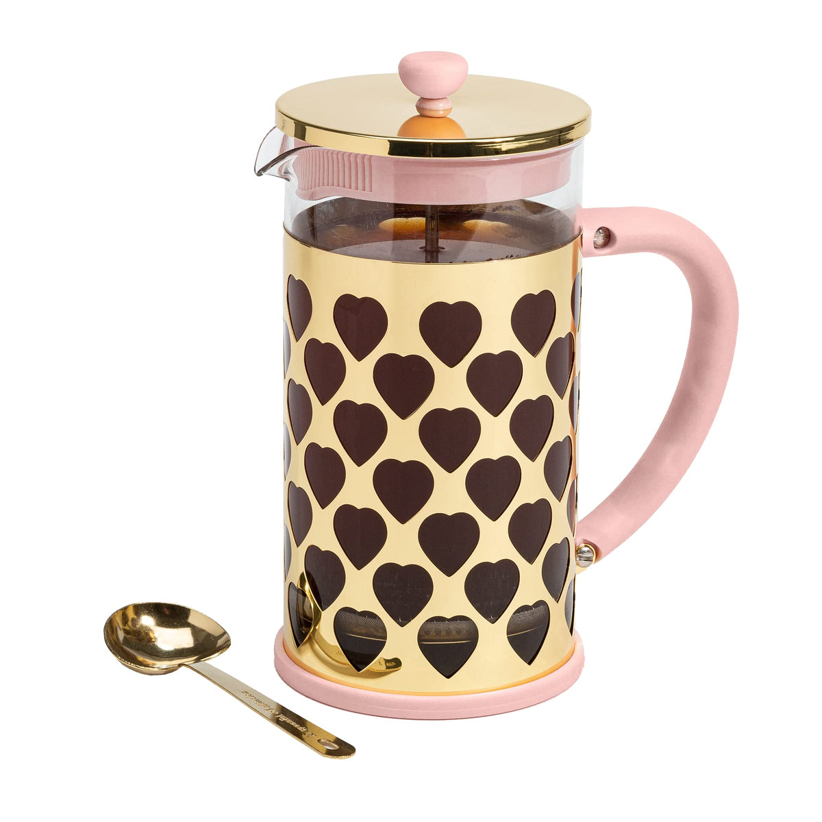 French Press Coffee Maker With Heart Shaped Measuring Scoop
