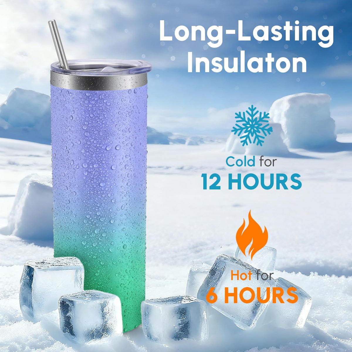 20 oz Skinny Tumbler with Lid and Straw