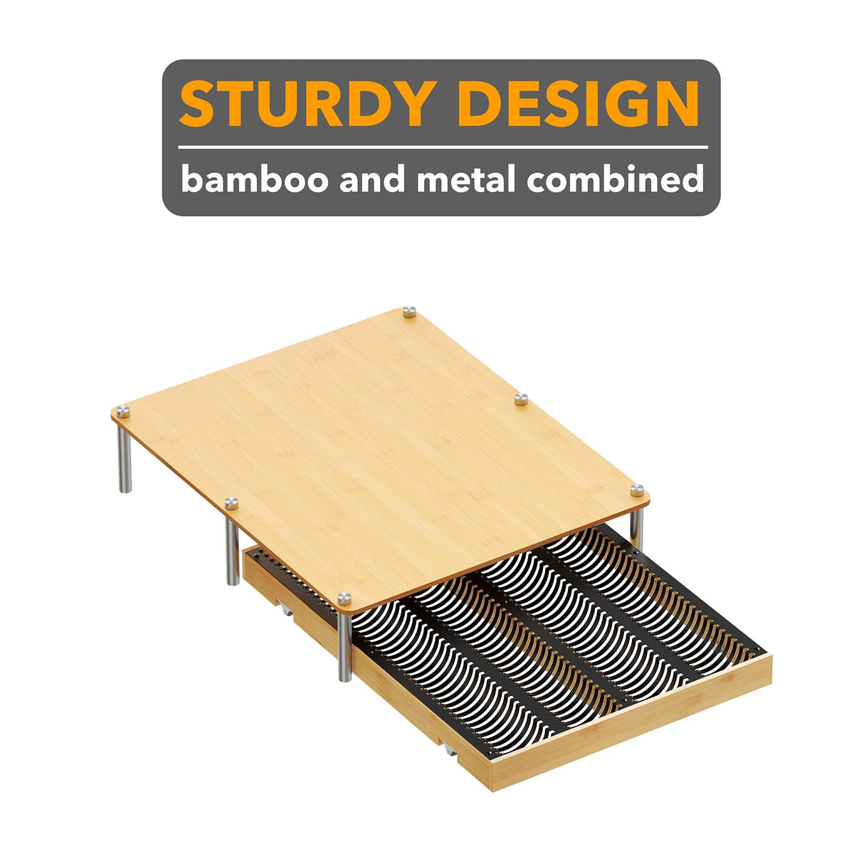Bamboo Coffee Pod Holder Drawer Storage Compatible with Nespresso Vertuo Capsules