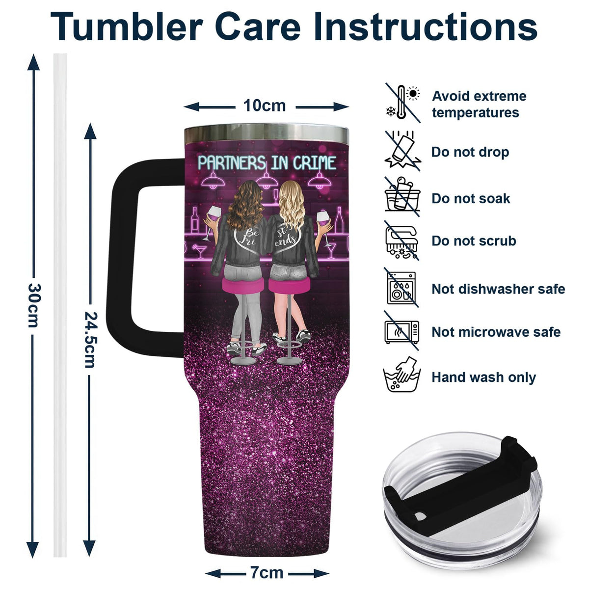 Partners Crime Bestie 40 oz Tumbler with Handle