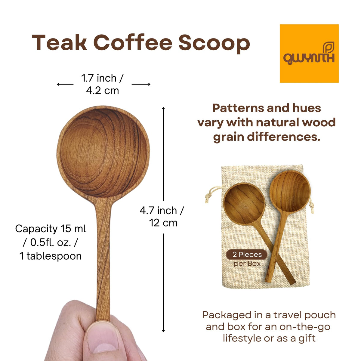 2 Pieces Wooden Coffee Scoops