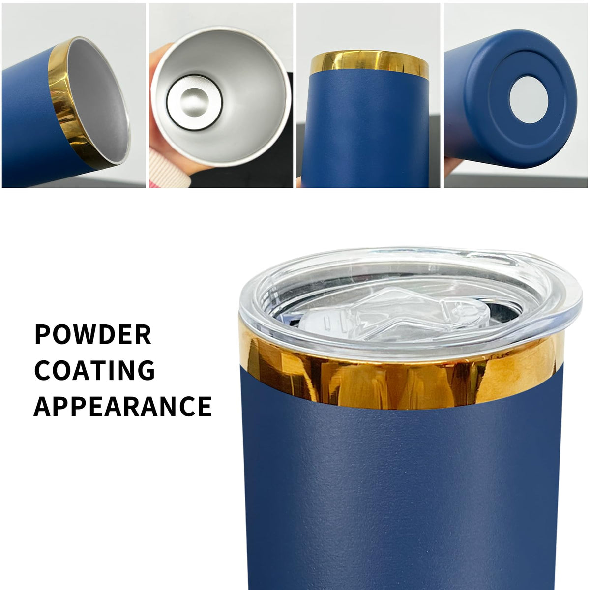 20 oz Skinny Tumblers Bulk With Lid and Straw Navy (8 Count)