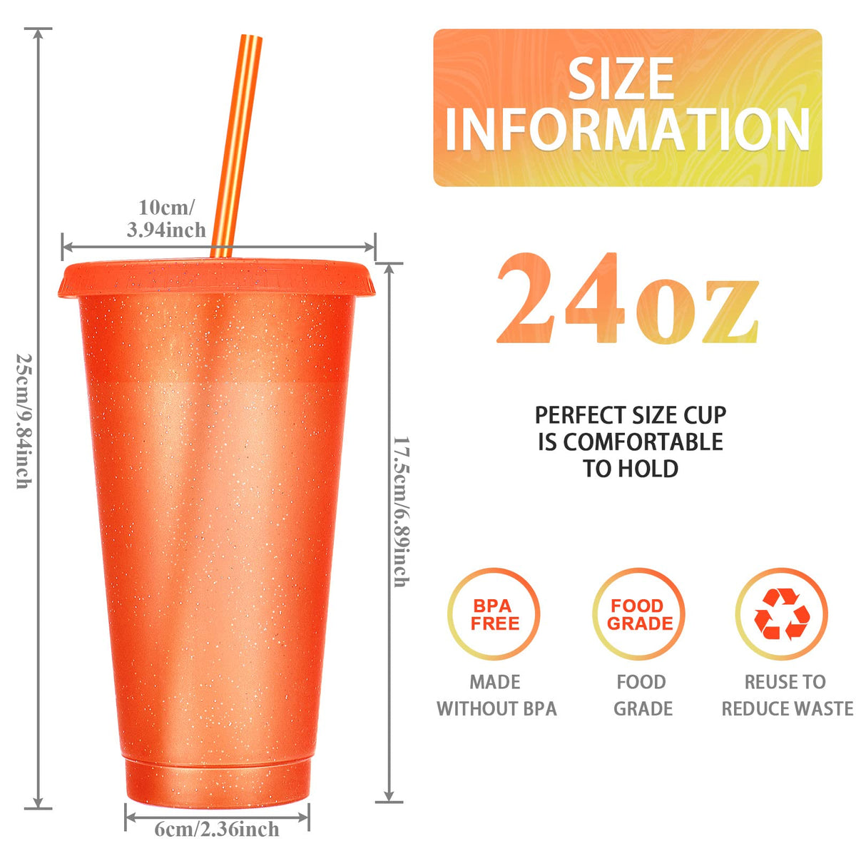 15 Pack Tumbler with Straw and Lid Bulk Cups for Gifts Glitter Plastic Coffee Cups 24