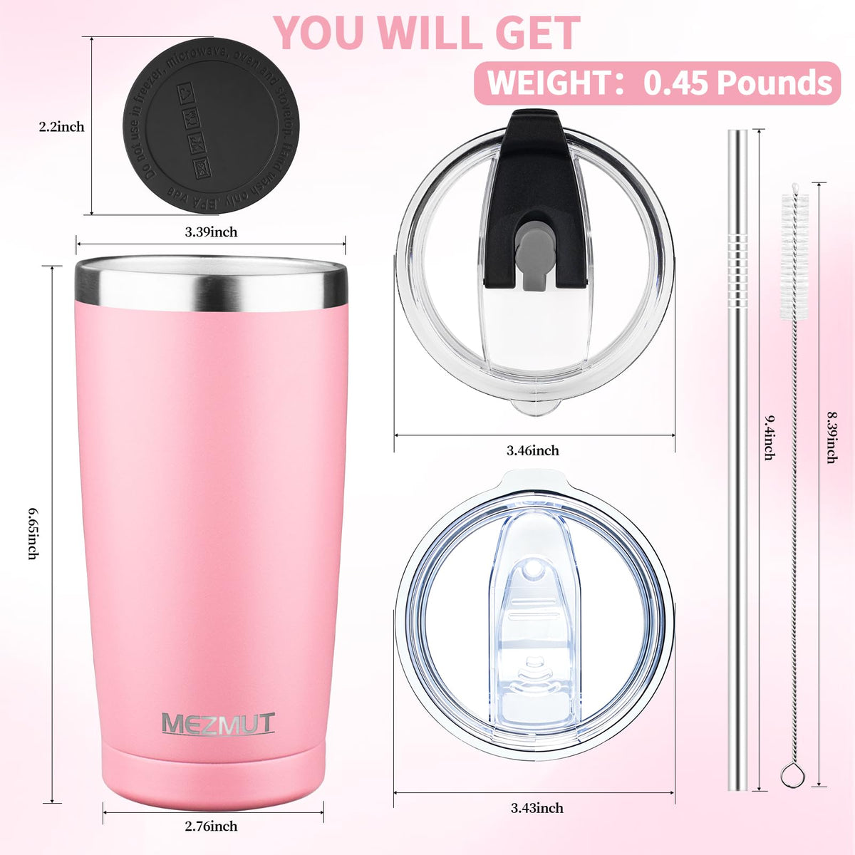 20oz Insulated Tumbler Cup Travel Coffee Mug with Lid Straw