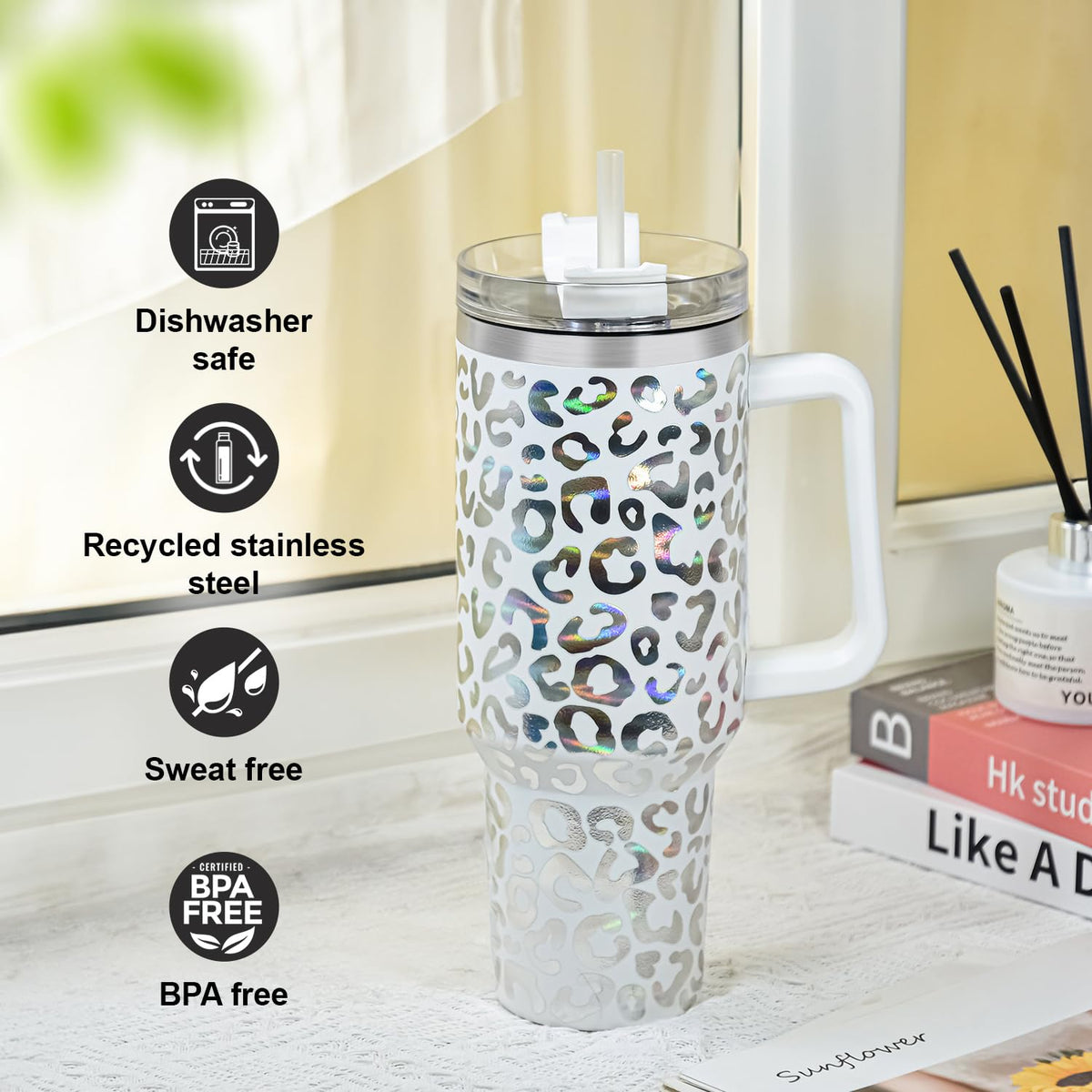 40 oz Tumbler with Handle and Straw