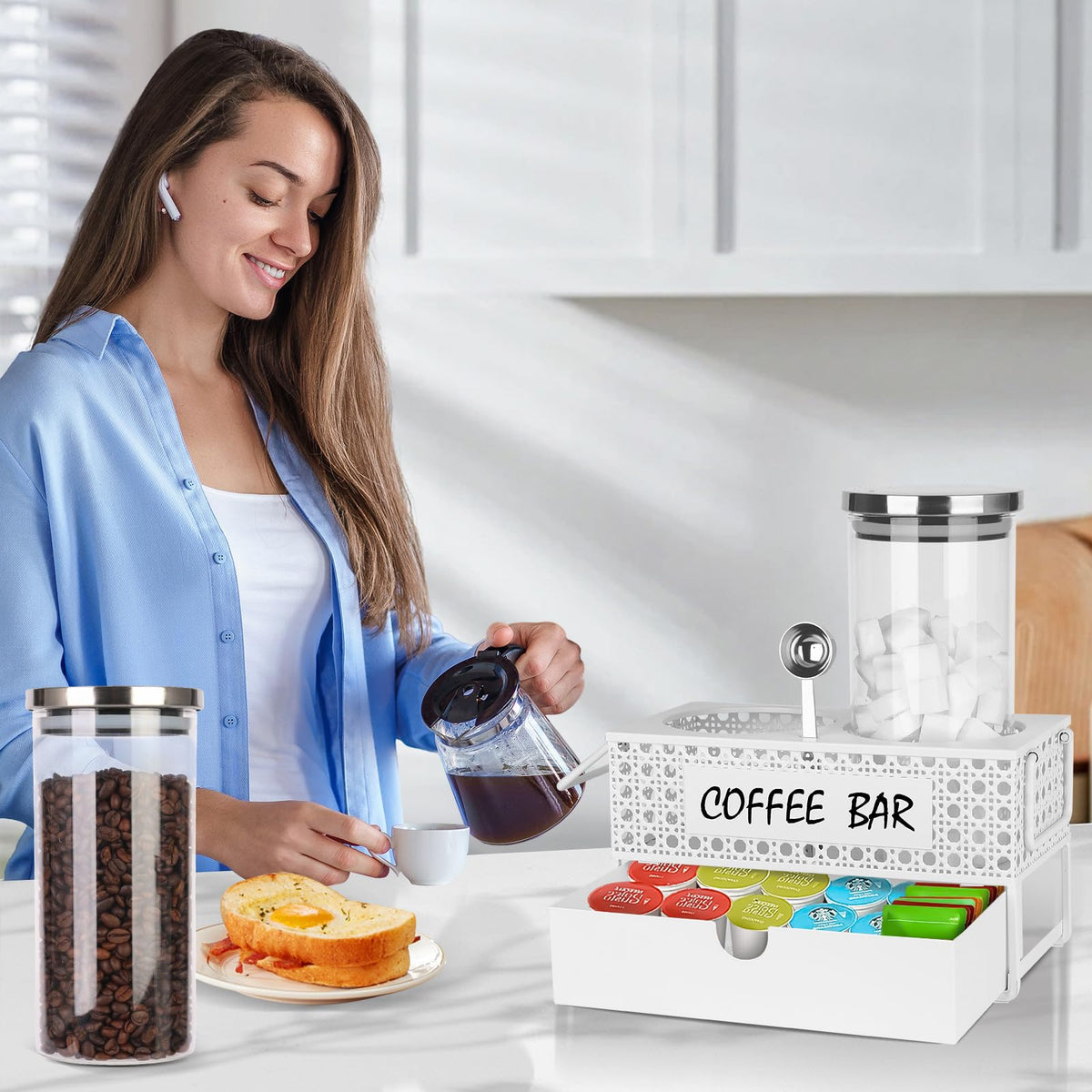 Glass Coffee Container with Shelf