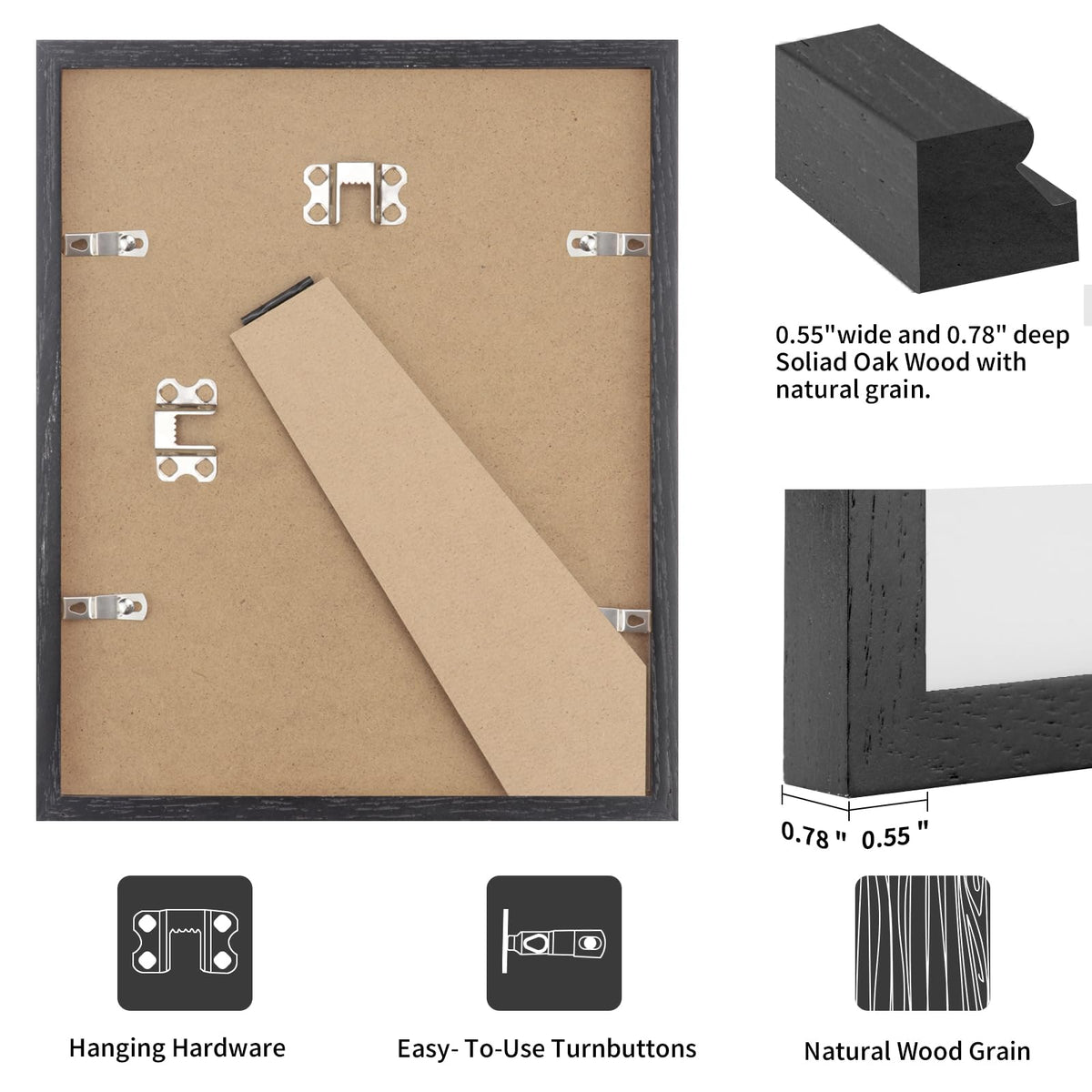 8x10 Solid Oak Wood Picture Frames