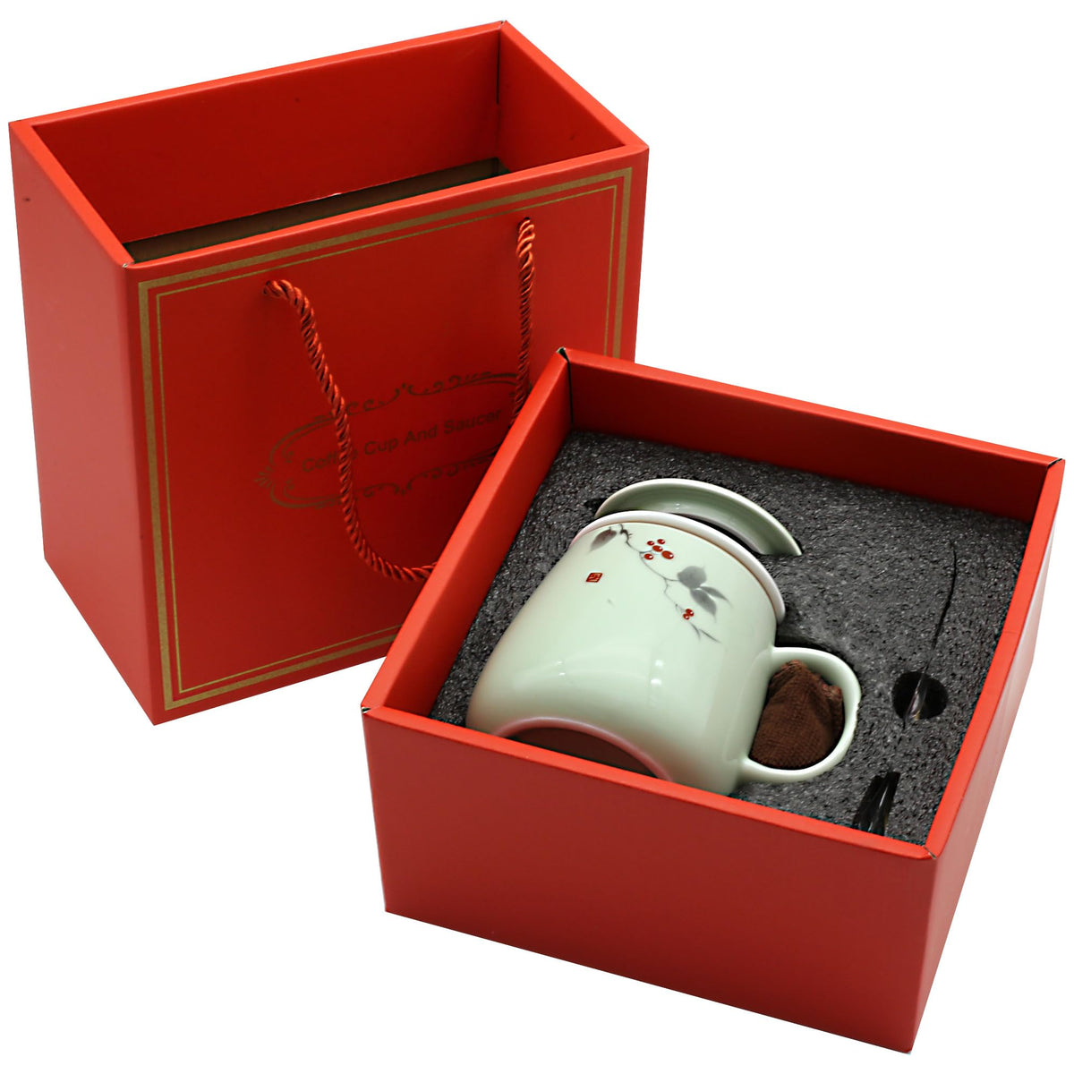 Porcelain Tea Mug With Infuser Lid 12oz Loose Leaf Tea Cup