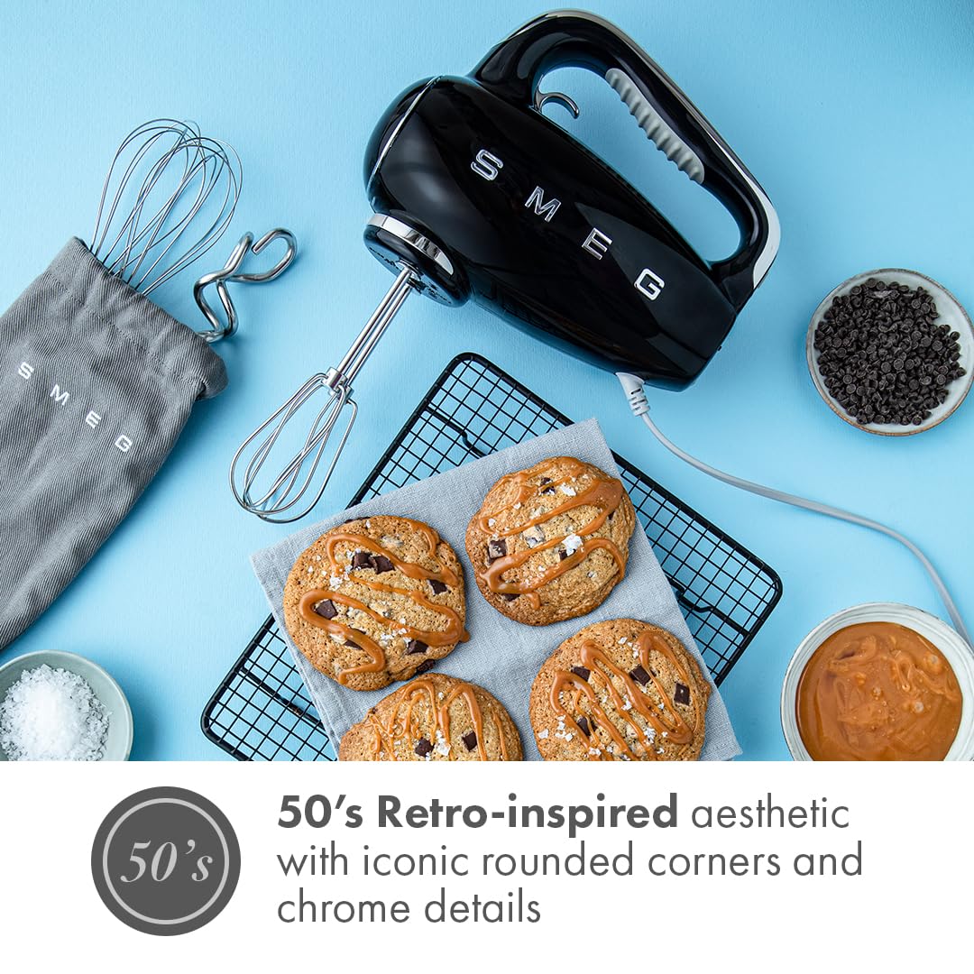 Black 50's Retro Style Electric Hand Mixer with Set of Beaters