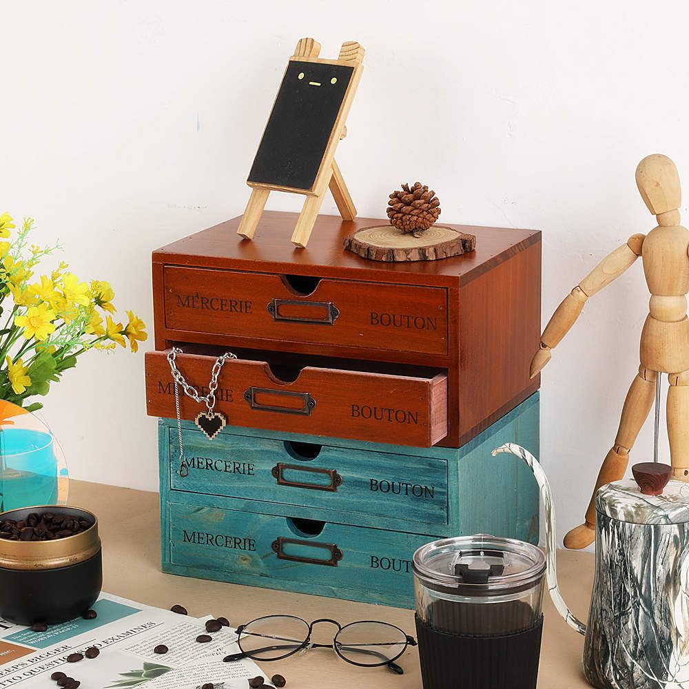 Small Wooden Drawers Wooden Box with Drawer Brown