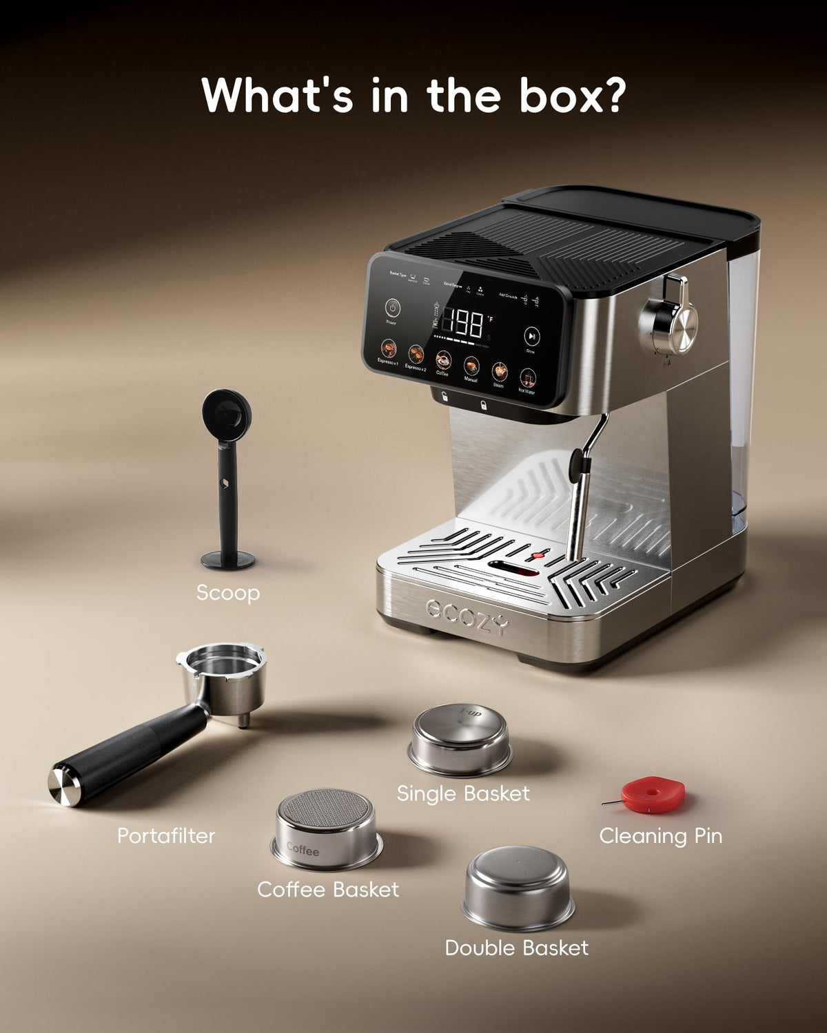 2-in-1 Espresso Machine with Milk Frother, Guided Touchscreen