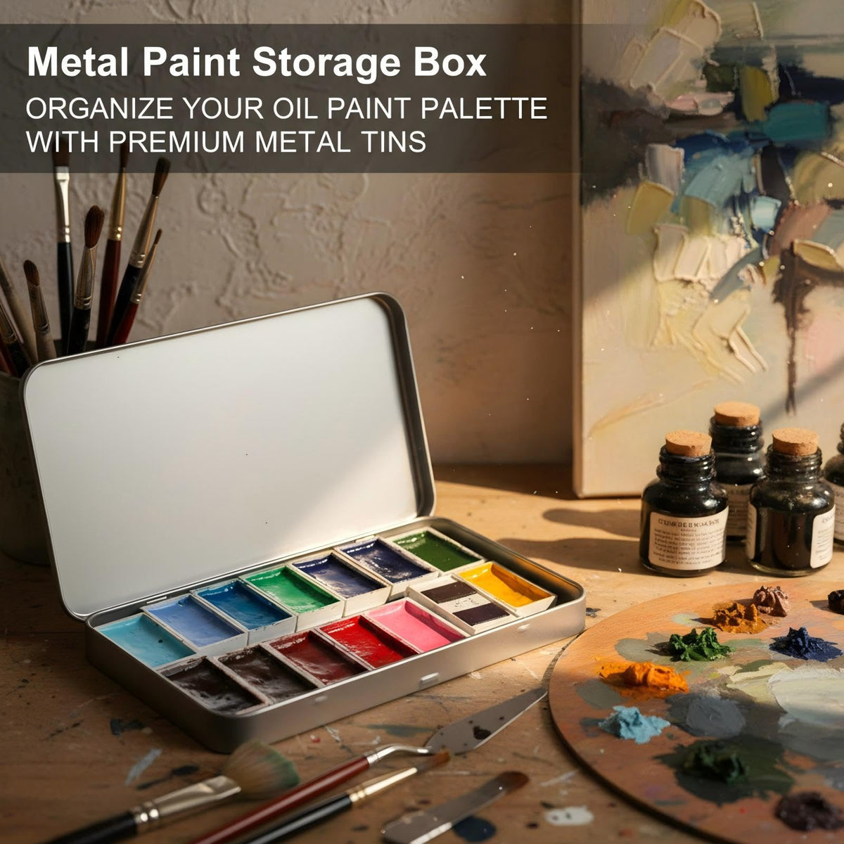 2 Pack Metal Tin Boxes with Hinged Lids