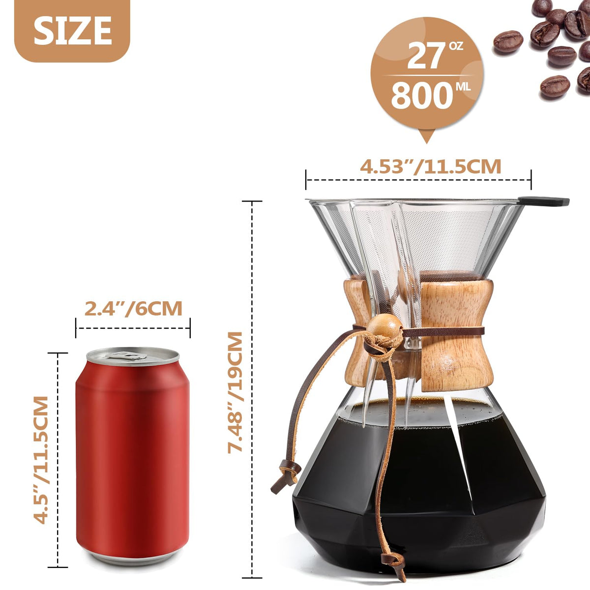 Pour Over Coffee Maker 27 OZ