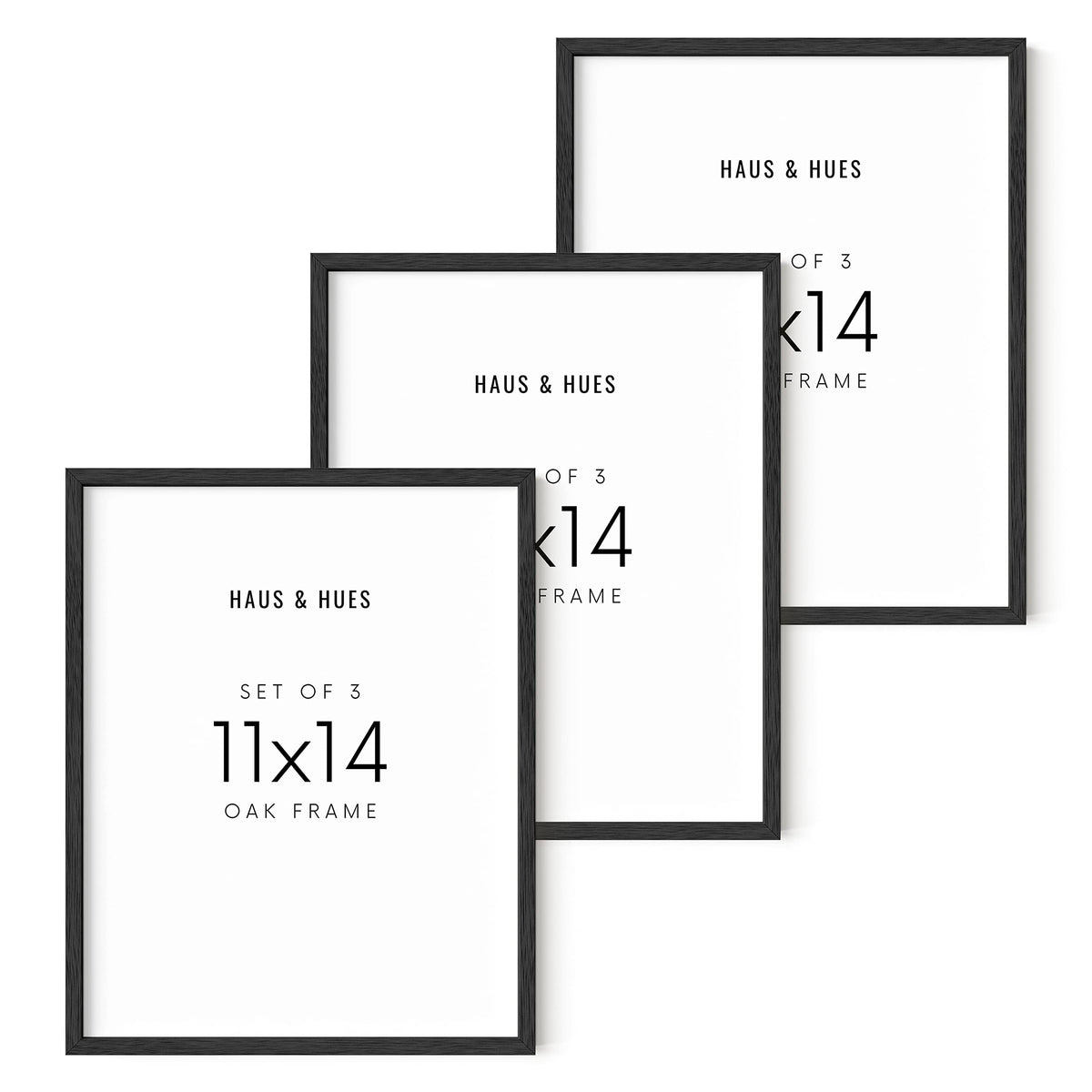 11"x14" Black Oak Wood Frames Set of 3 (3 Count)