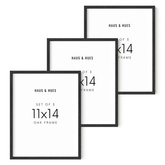 11"x14" Black Oak Wood Frames Set of 3 (3 Count)