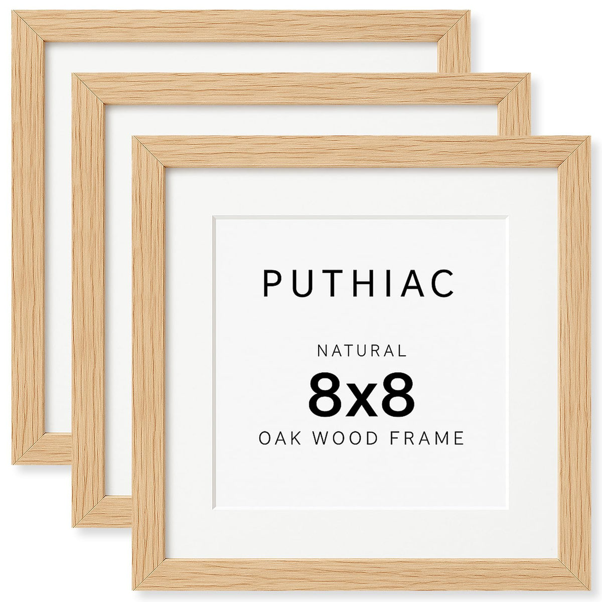 8x8 Solid Oak Wood Picture Frames (3 Count)