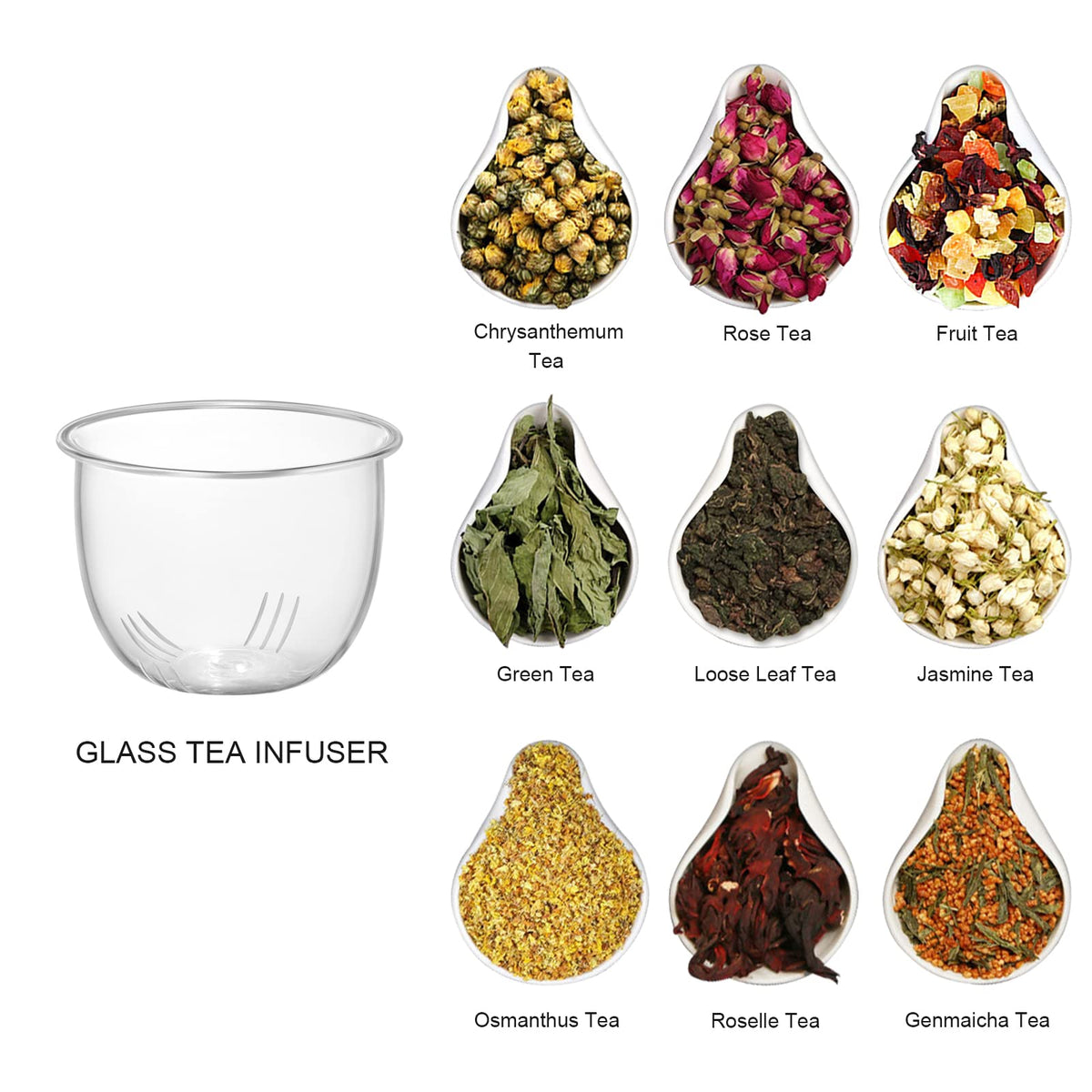 13oz Clear Glass Tea Mug with Filter and Lid for Blooming & Loose Leaf Tea (13 Count)