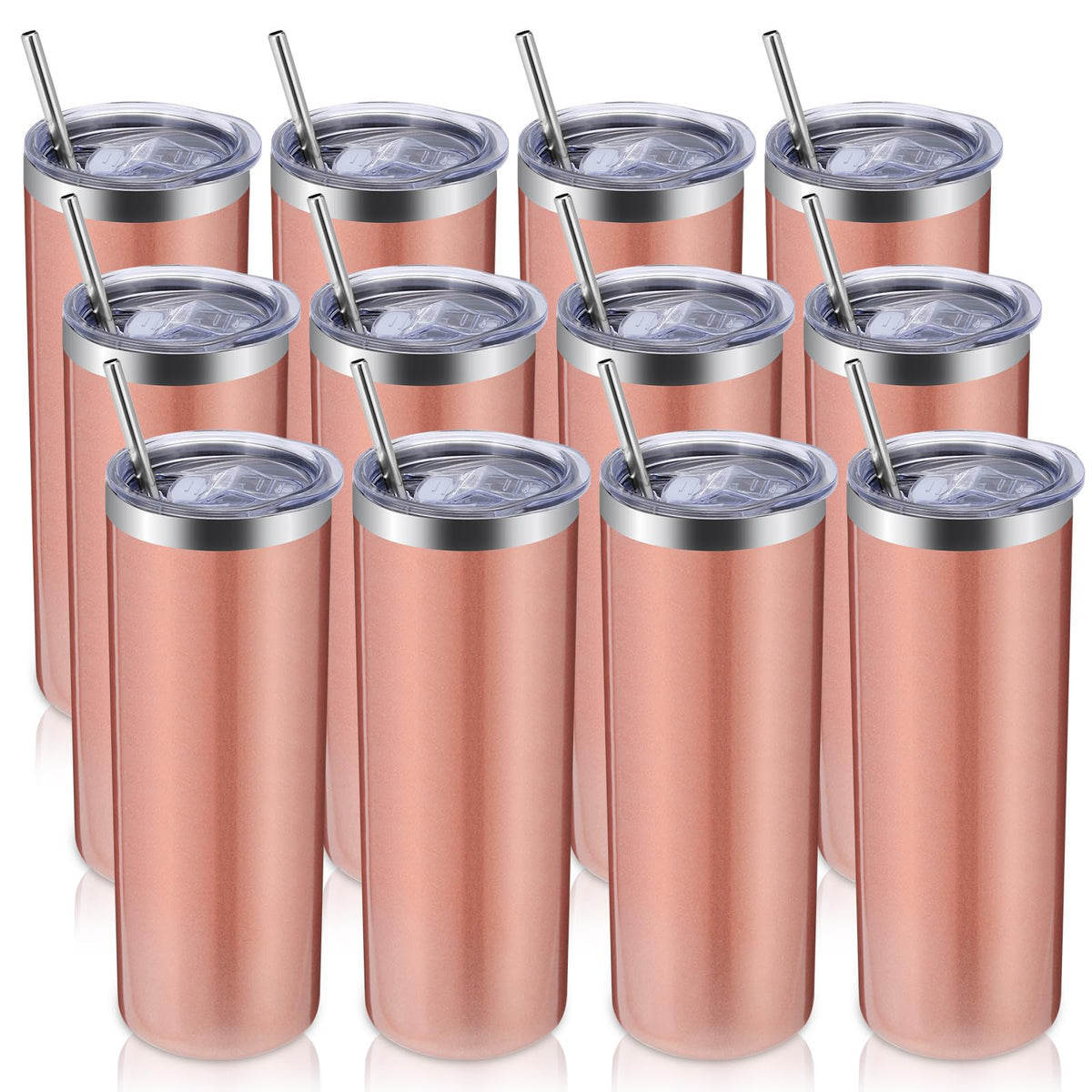 12 Pack Skinny Tumblers with Lid and Straw