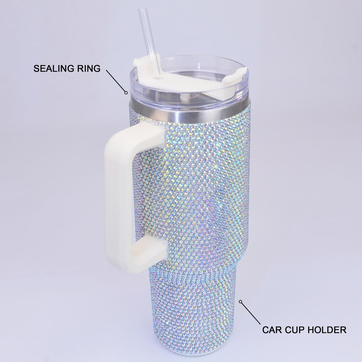 40oz Bling Rhinestone Tumbler with Handle and Straw Glitter Cups