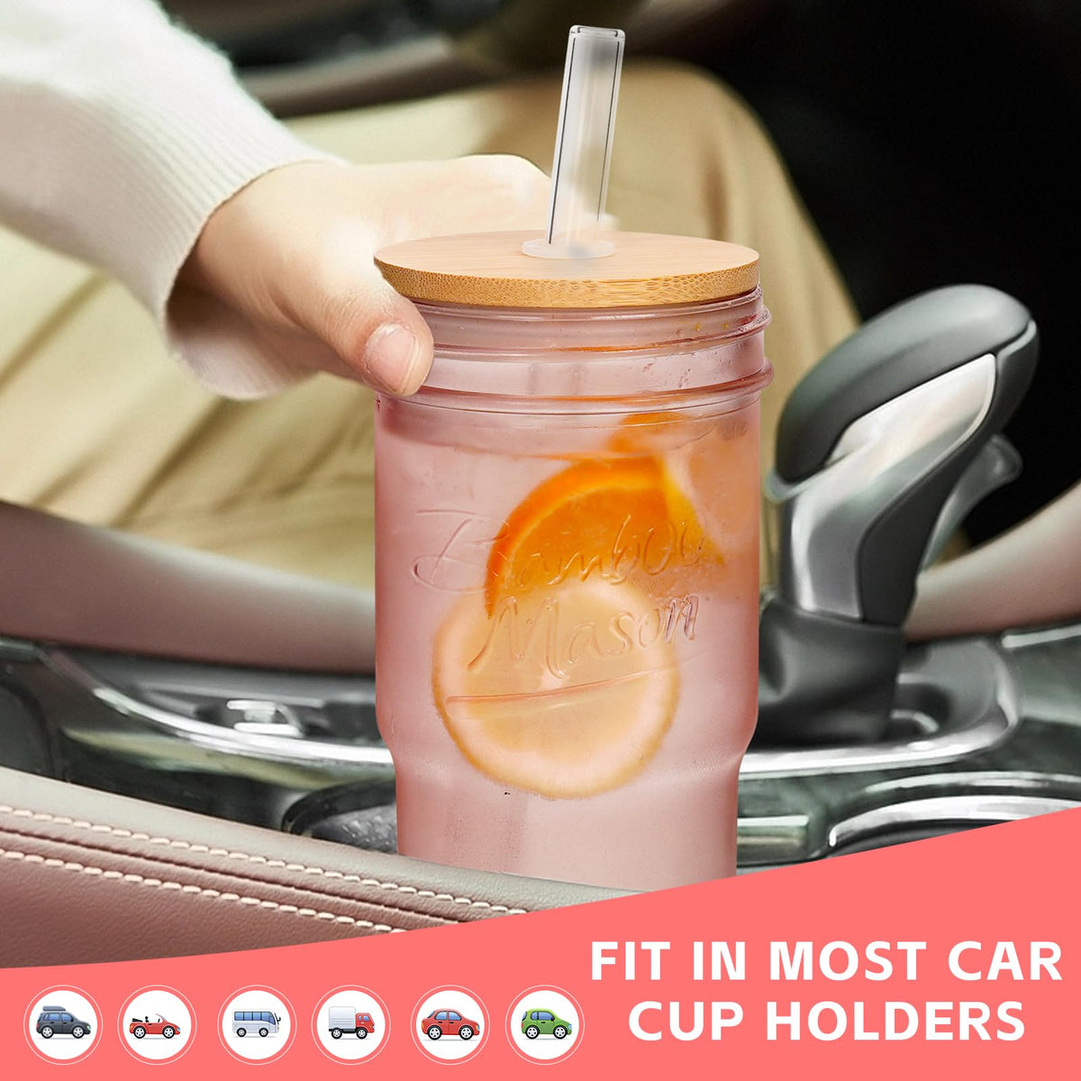 Glass Cups with Lids and Straws (2 Count)