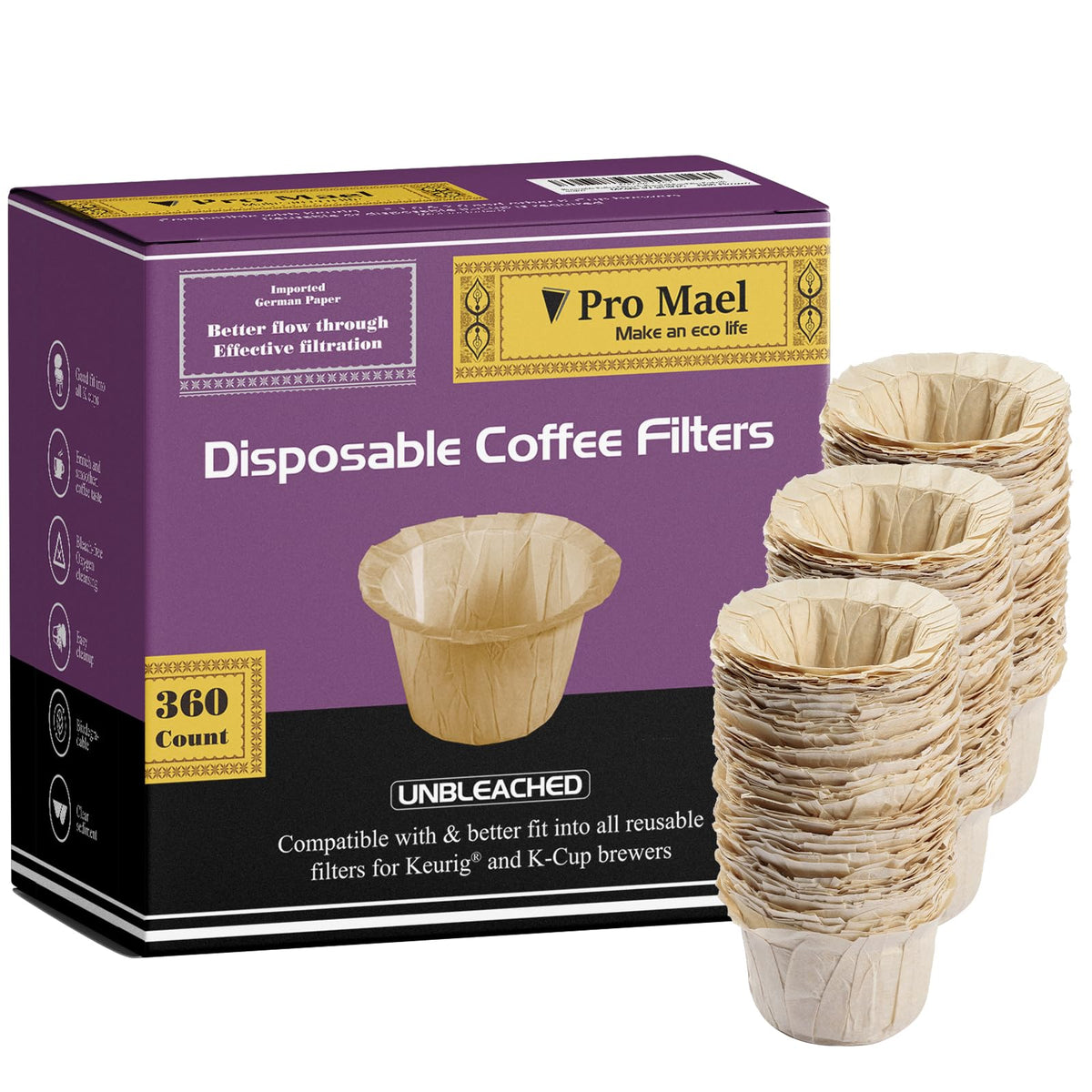 Disposable K Cup Paper Filters for Keurig 1.0&2.0 (360 Count)
