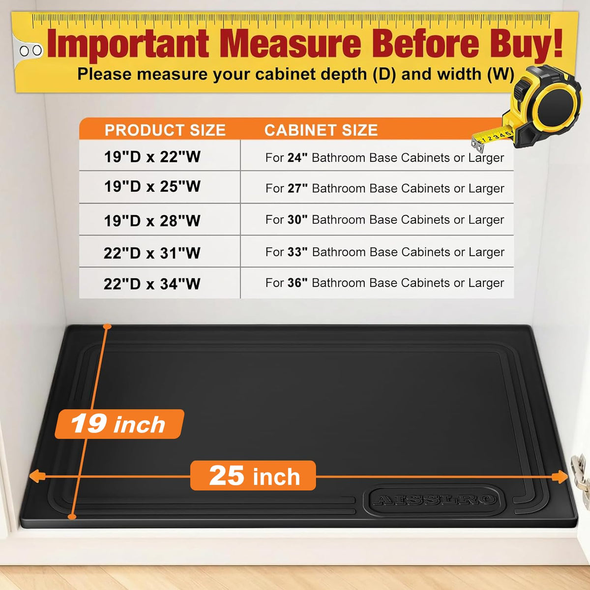 Under Sink Mat 25" X 19"