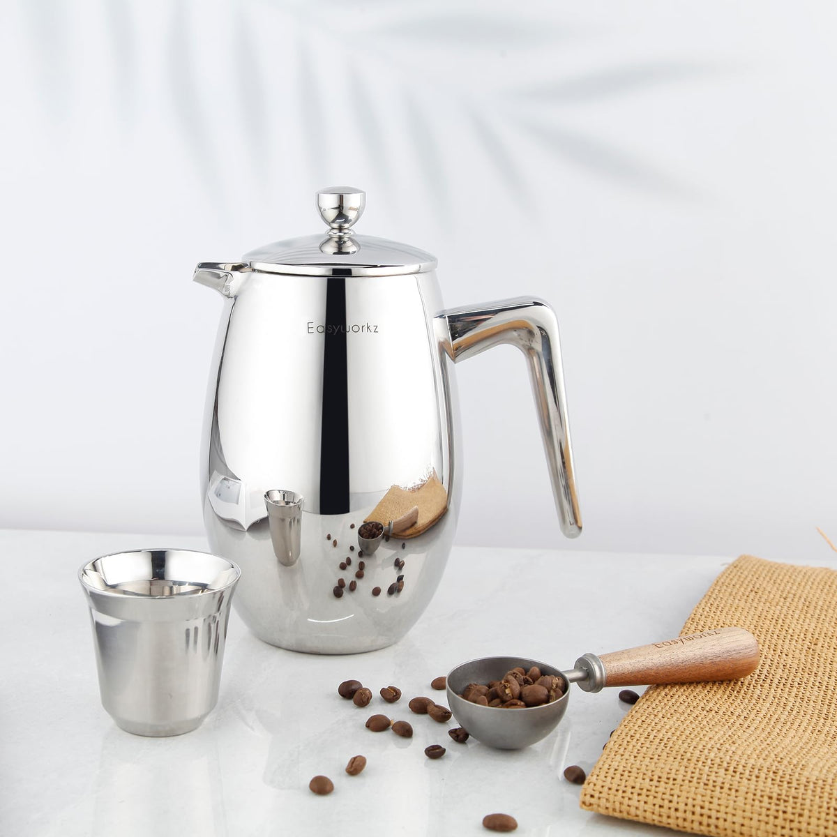 Nando French Press 34 oz Double Wall Insulated Thermal Coffee Maker