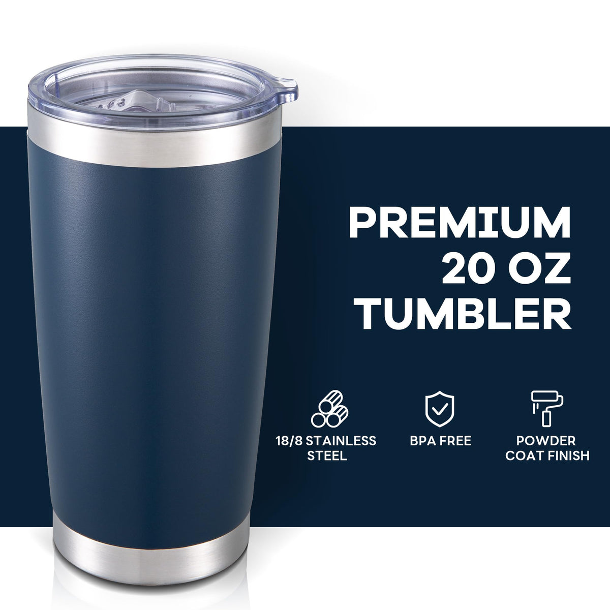 20 oz Tumbler with Lid Stainless Steel Insulated Tumblers Bulk Cups Mug (8 Count)