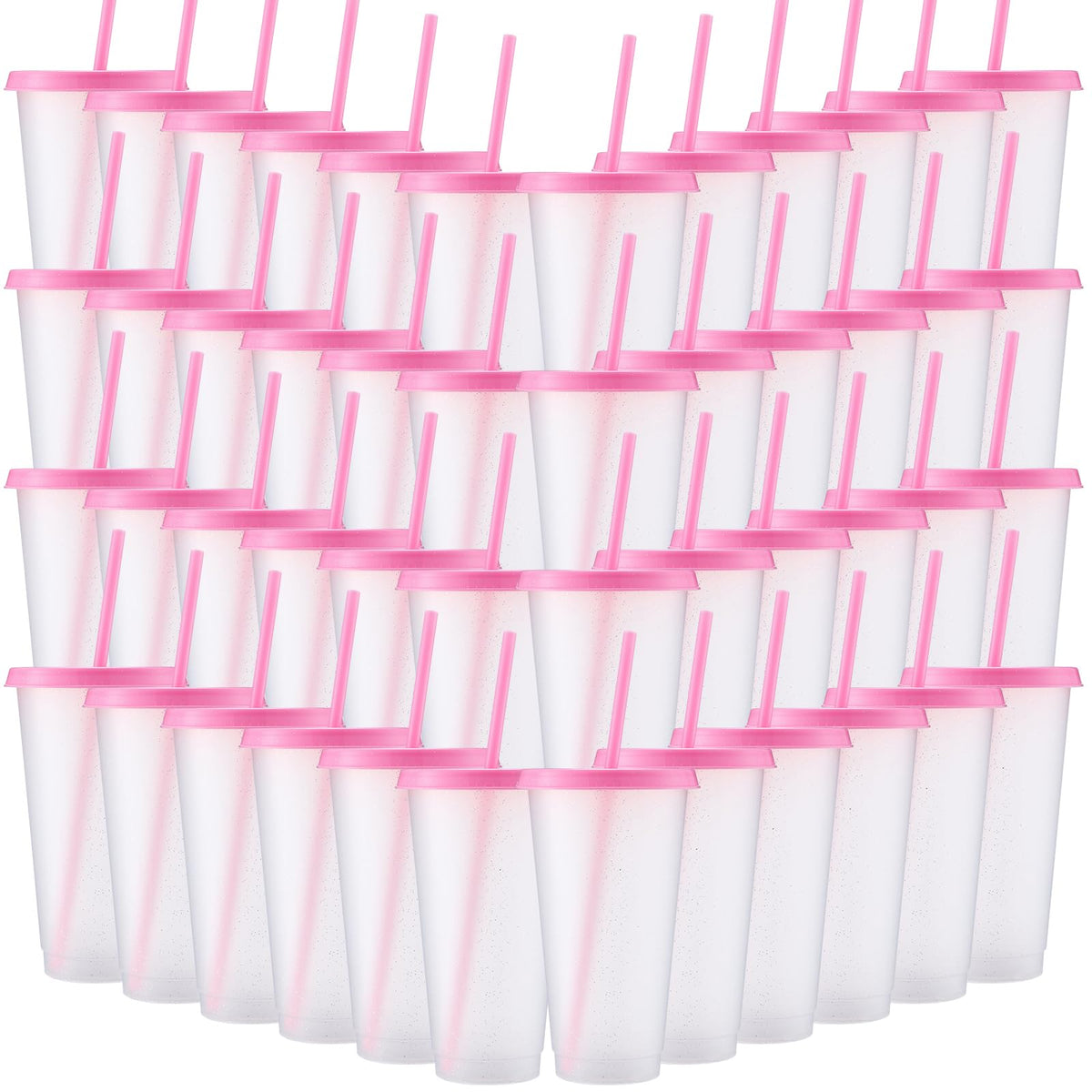 60 Pack Tumbler with Straw and Lid Cups for Gifts Glitter Plastic Coffee Cups 24 (60 Count)