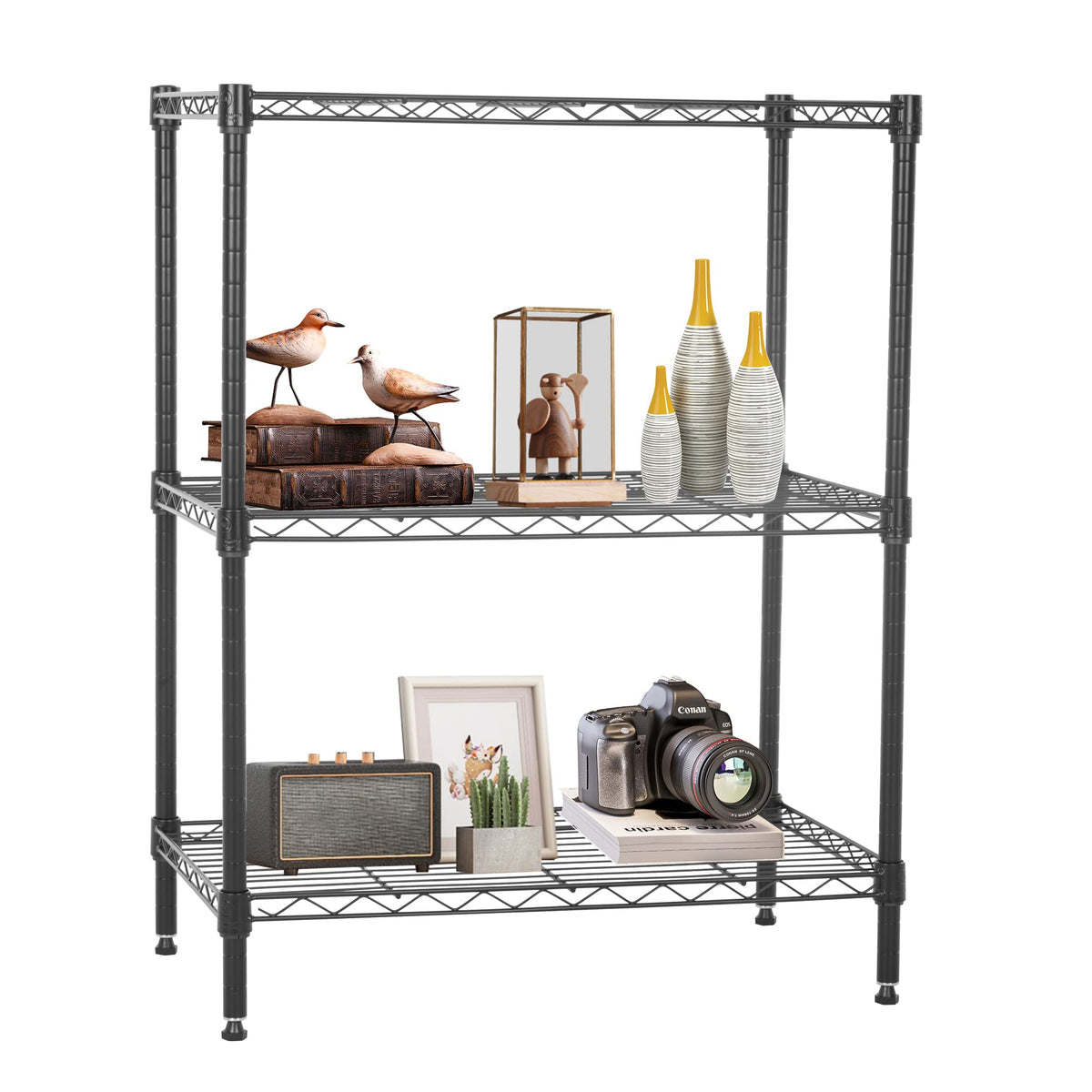Wire Shelving Units Adjustable Metal Storage Rack 23D x 13W x 30H 3 Tier Pantry Shelves NSF Kitchen Shelf for Kitchen Garage Commercial Small Places