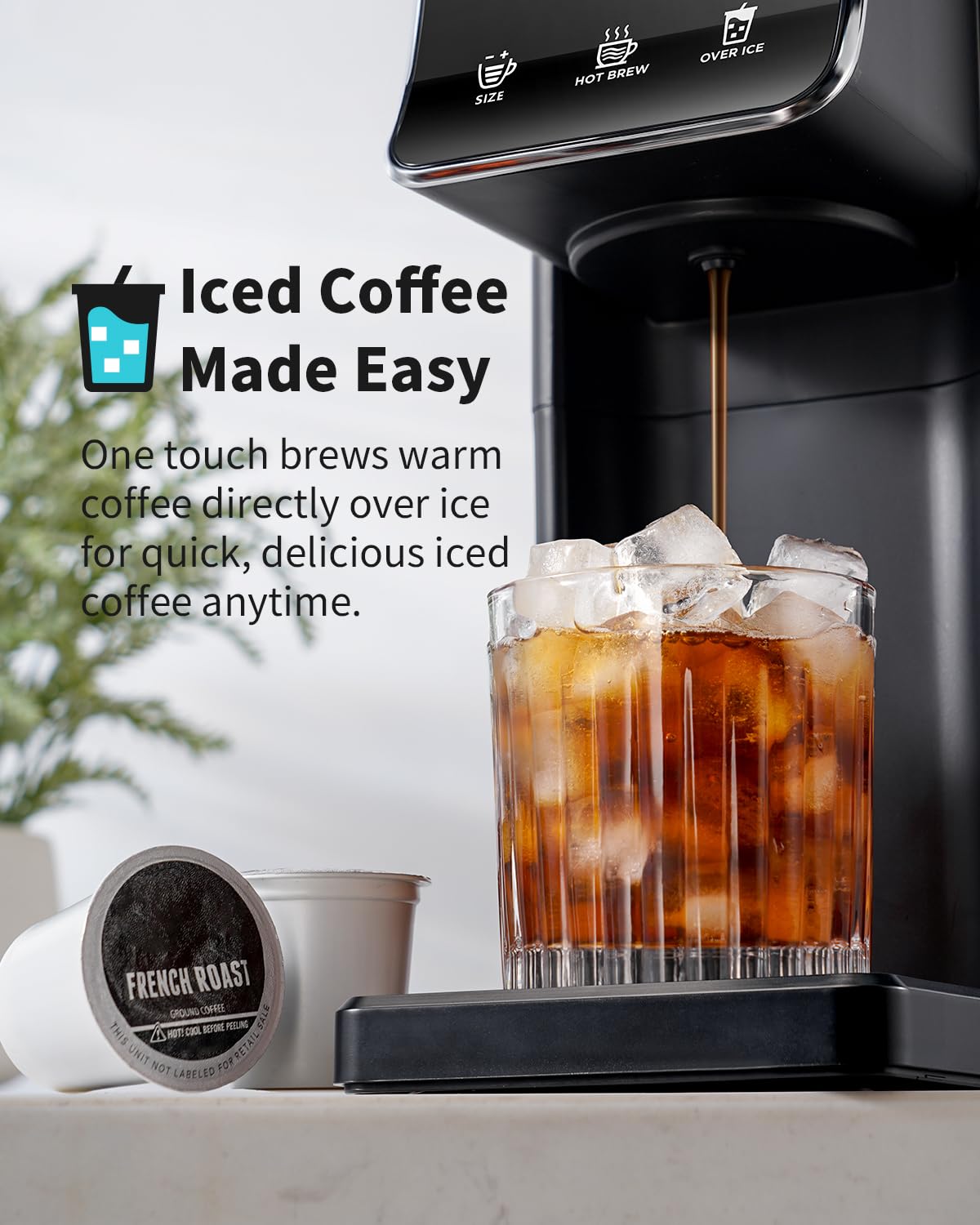 Hot & Iced Single Serve Coffee Maker for K Cup & Grounds