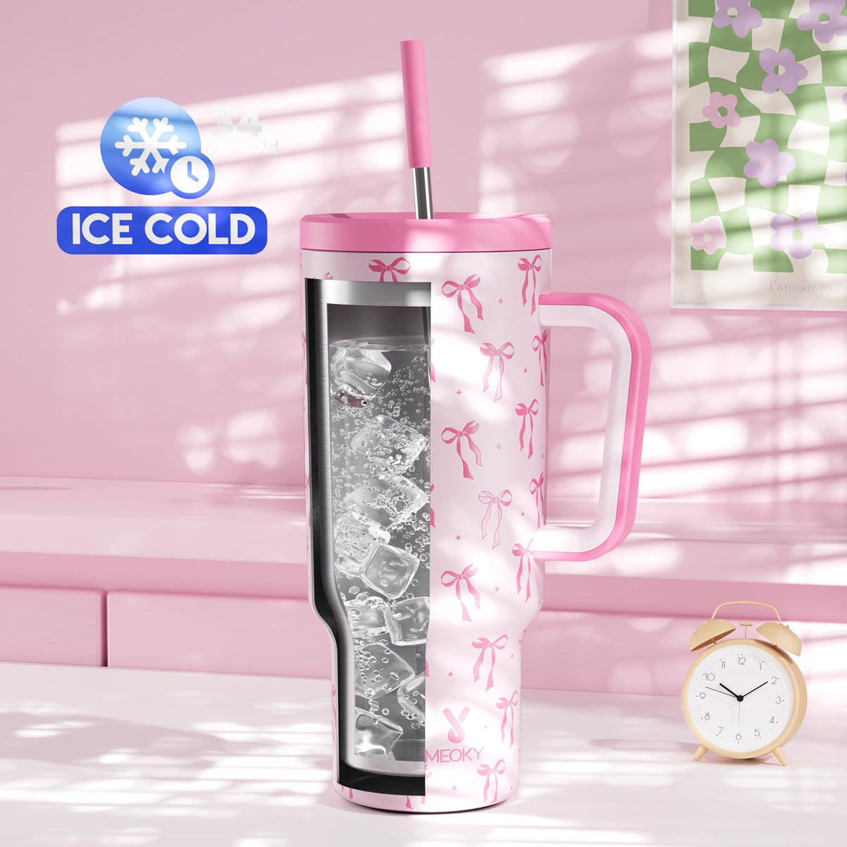 40 oz Tumbler with Handle and Straw