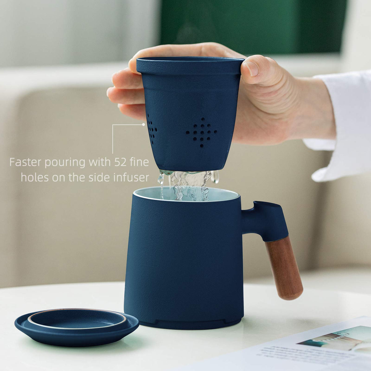 Tea Mug with Infuser and Lid for Loose Leaf Tea Steeper