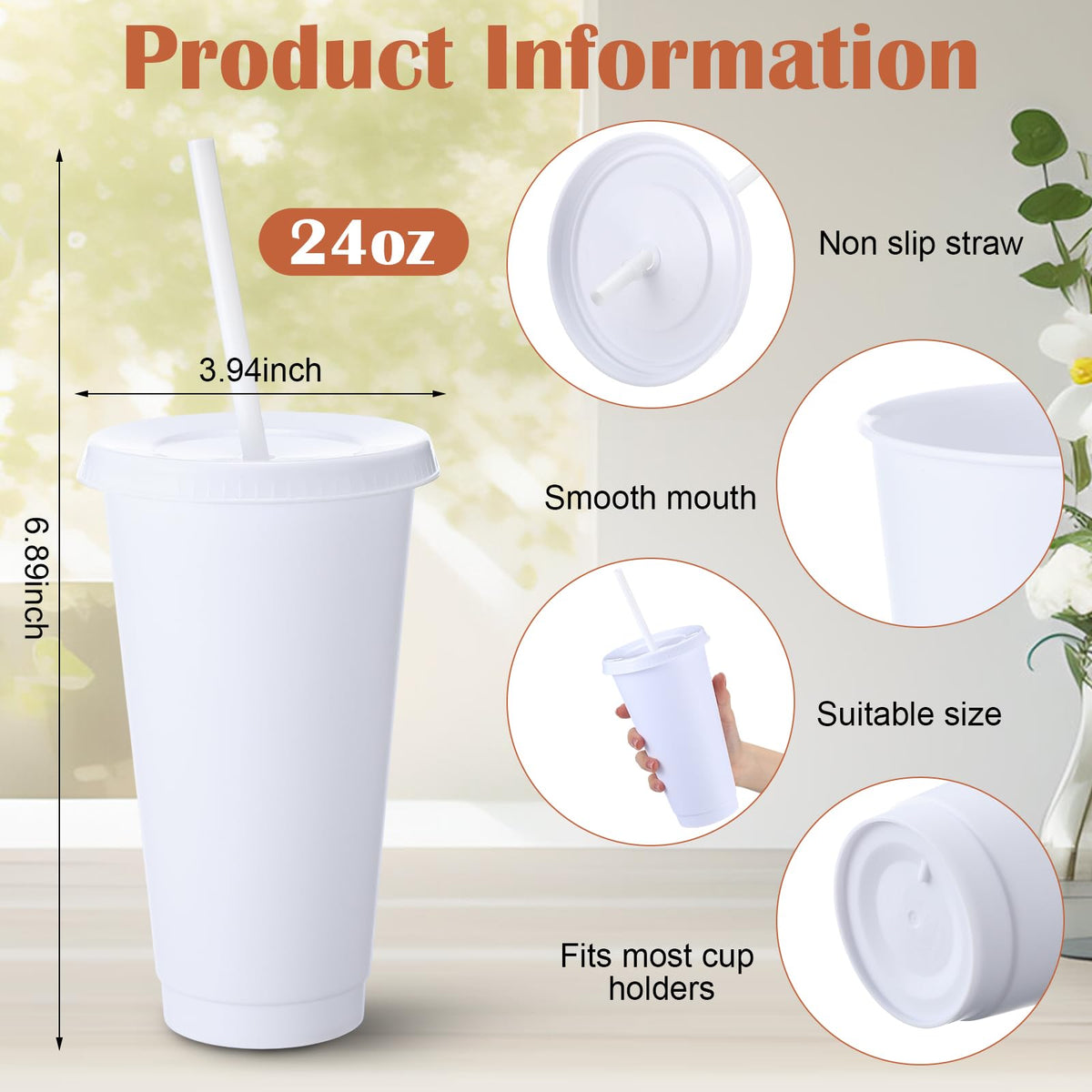 30 Pack Plastic Cups with Lids Straws (30 Count)