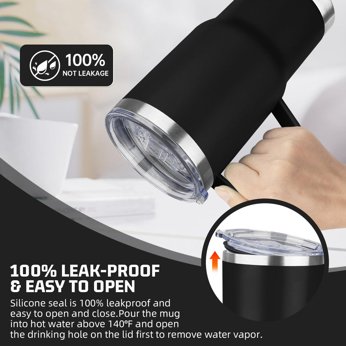 20 oz Tumbler with Handle Stainless Steel Insulated Coffee Tumbler with Lid and Straw Double Wall Vacuum Insulated Coffee Mug Leak Proof Travel Mug Tumbler for Hot and Cold Drink (4 Count)