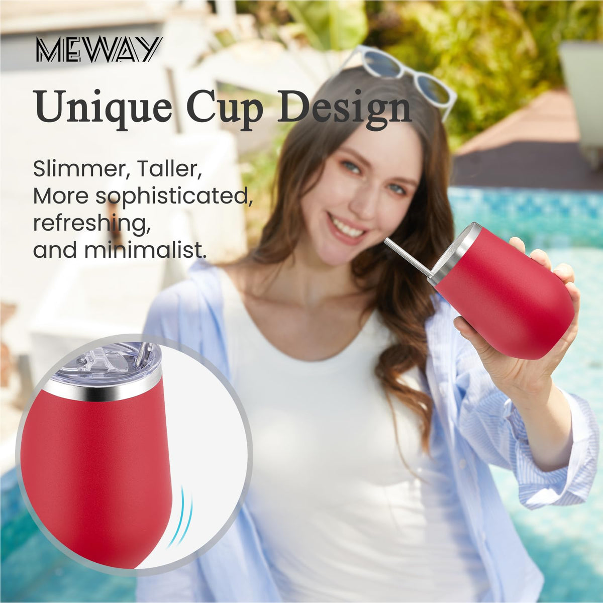 12oz Stainless Steel Wine Tumbler with Lid and Straw