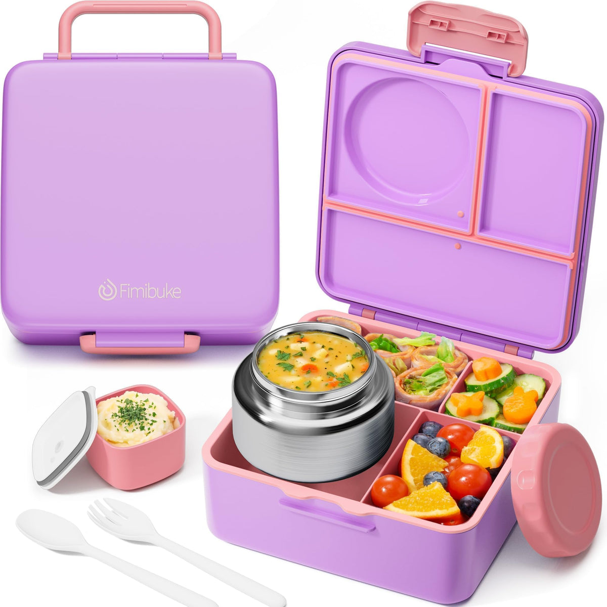 60oz Leakproof Bento Lunch Box for Kids with 8.5oz Thermo Food Jar