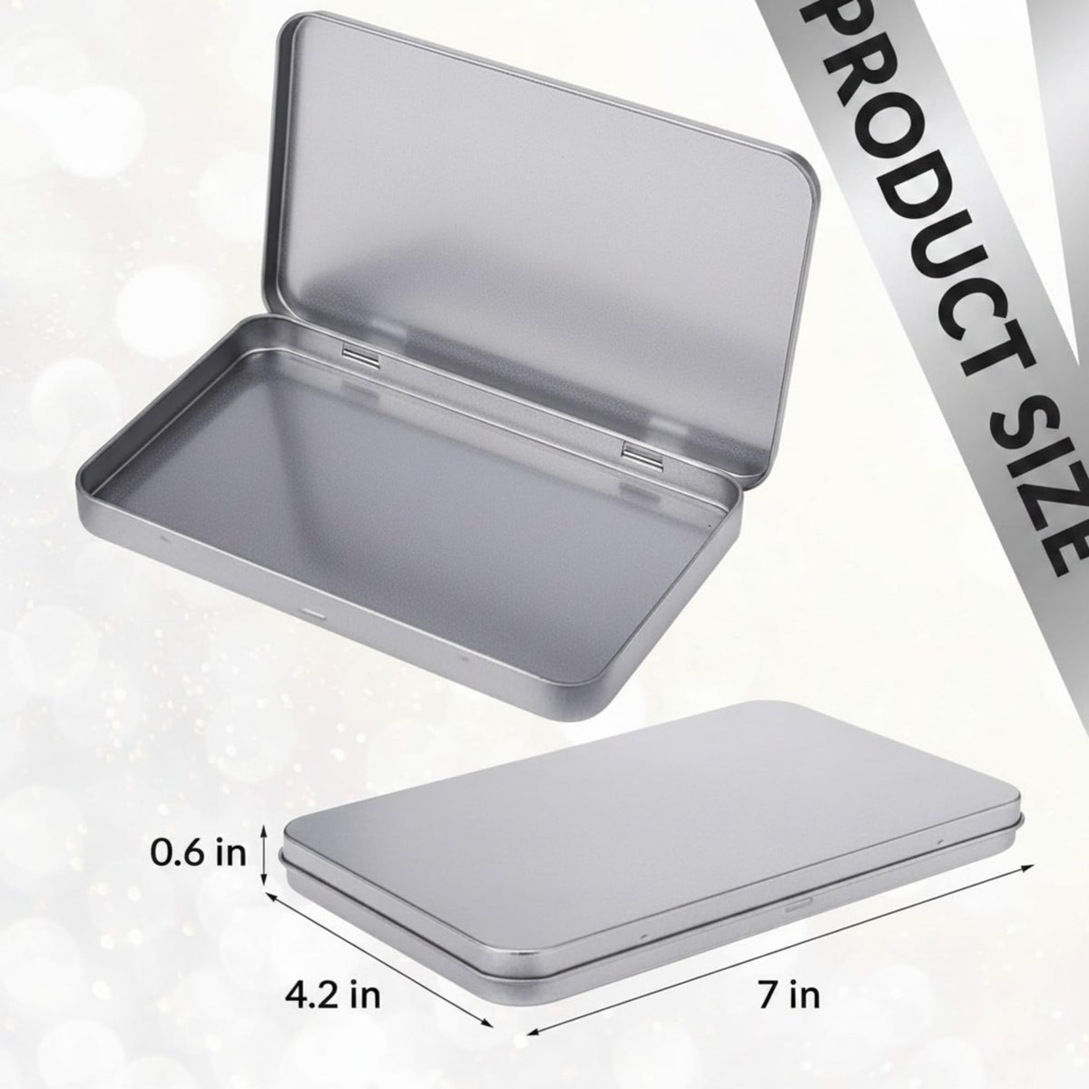 2 Pack Metal Tin Boxes with Hinged Lids