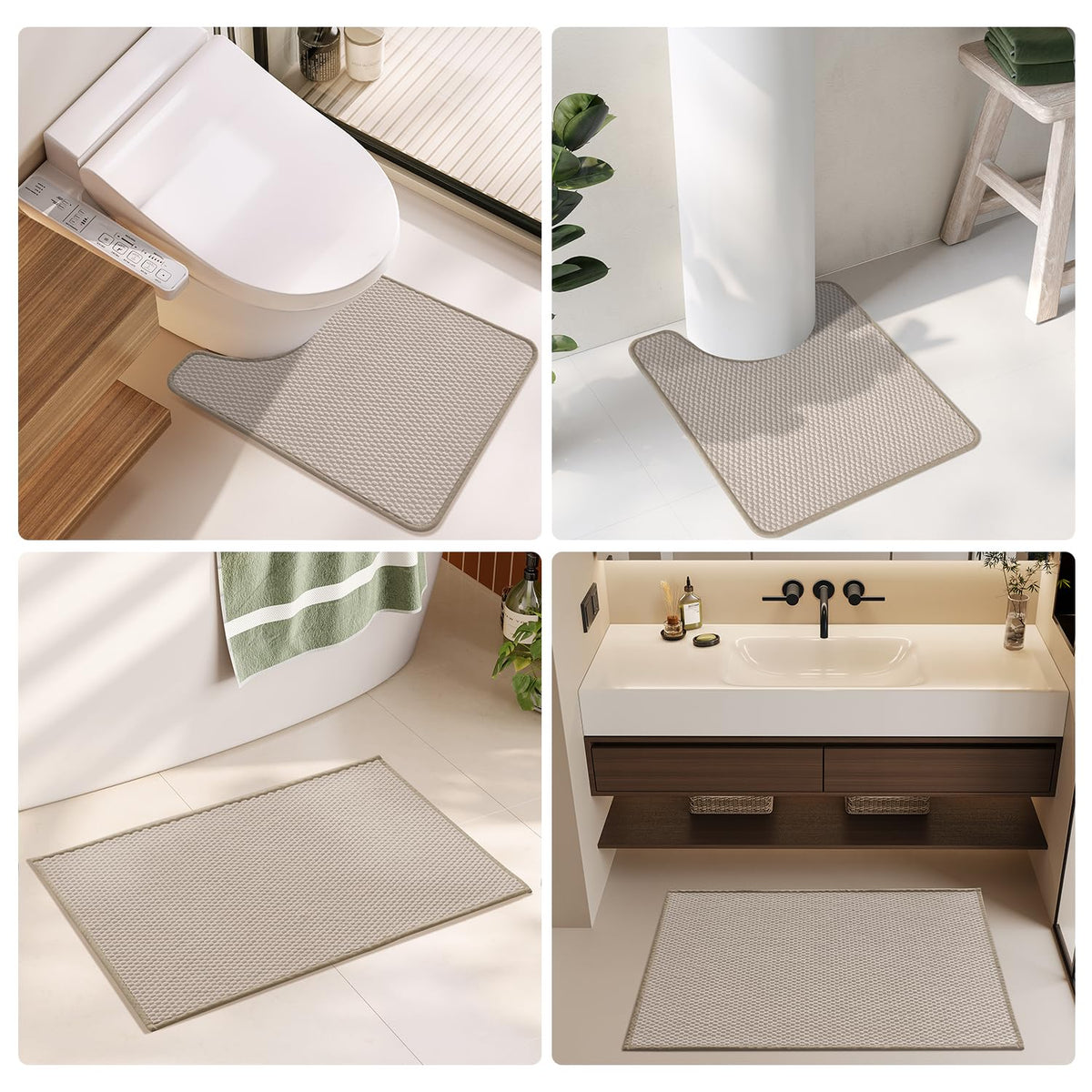 Bathroom Rugs Non Slip Washable (600 sq inches)