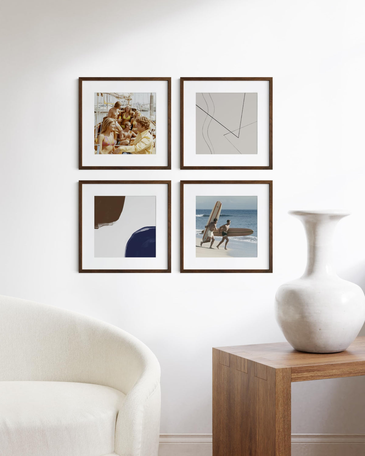 Walnut Square Frames Set of 4 (4 Count)