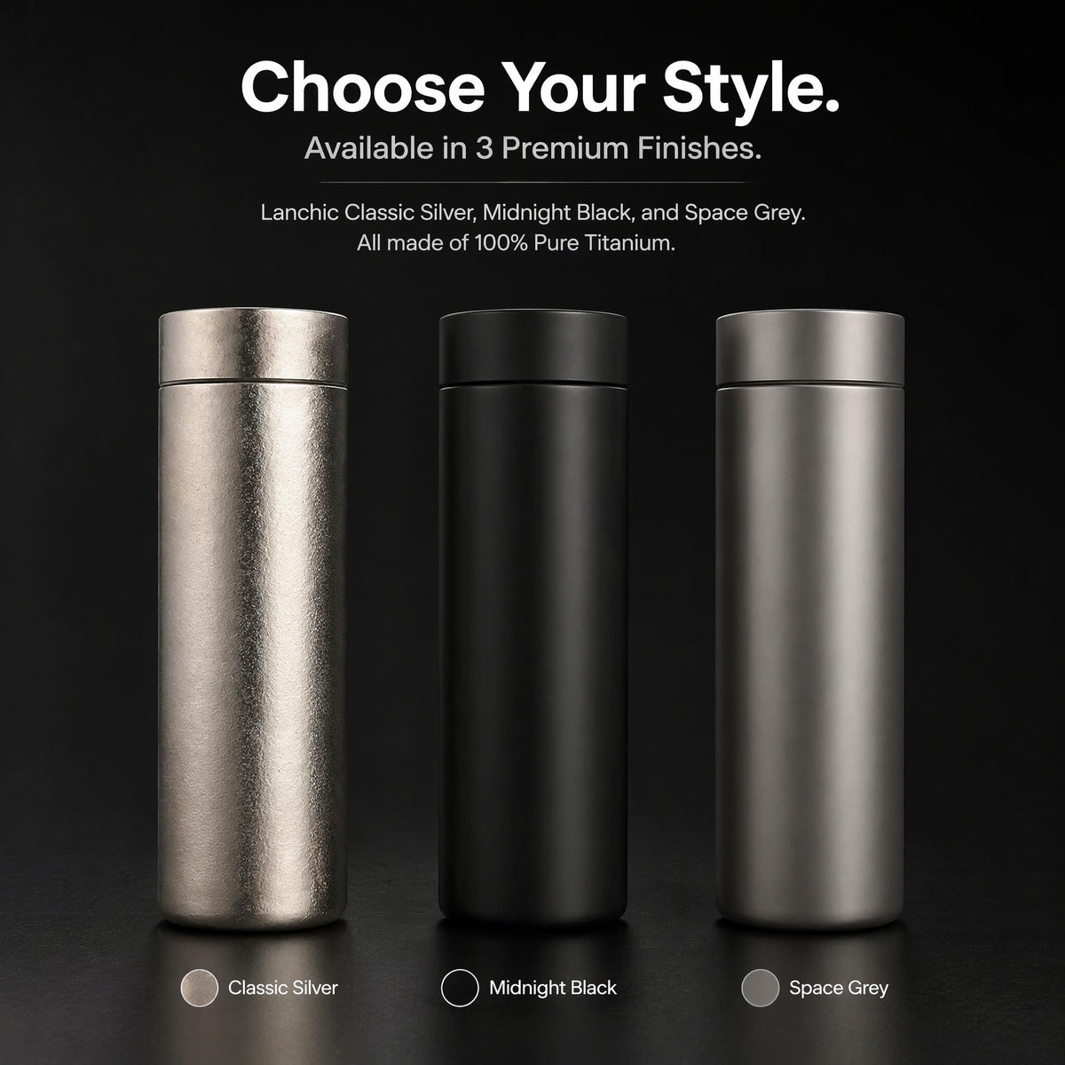 Pure Titanium Insulated Water Bottle 17 oz
