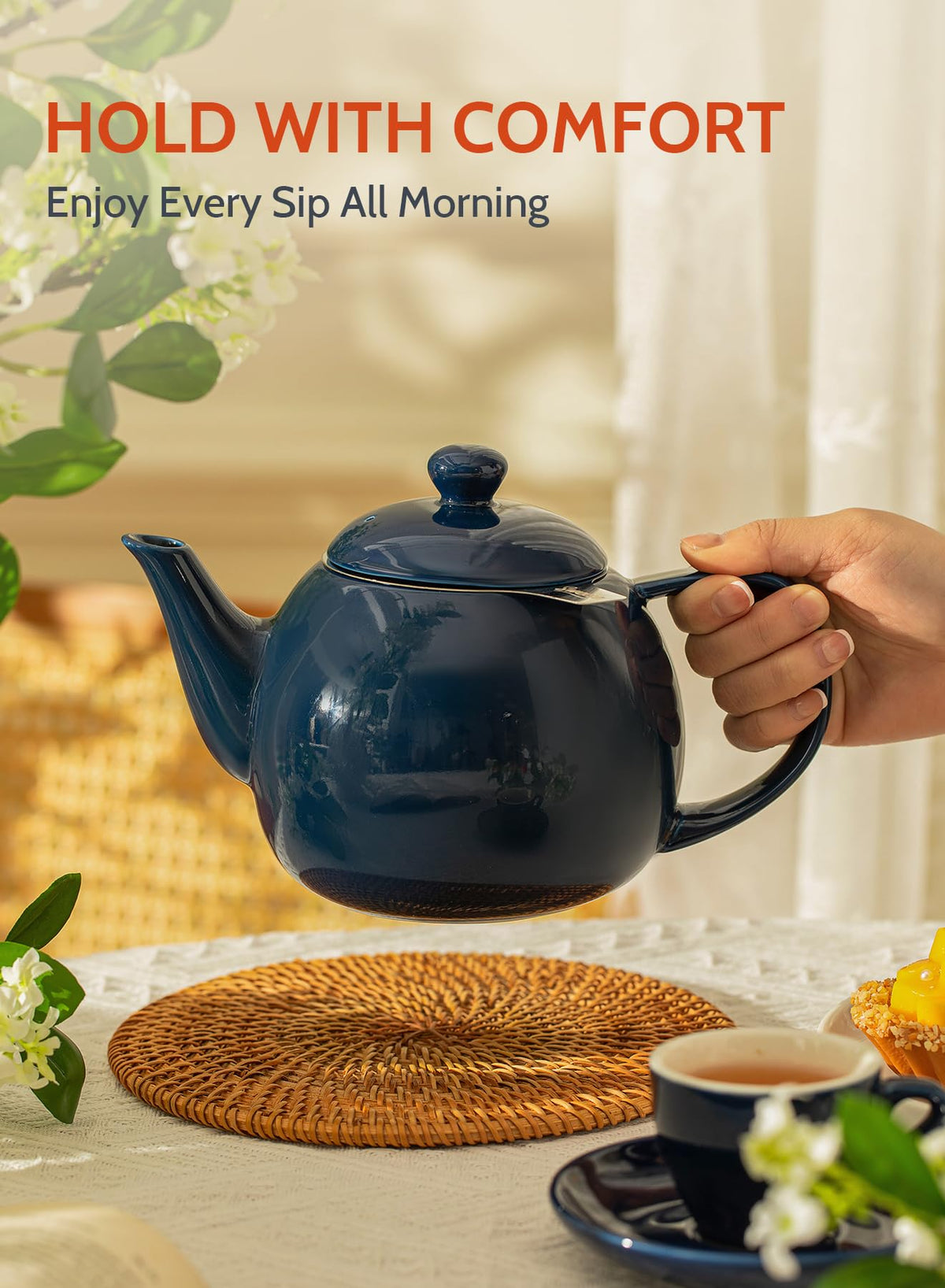 Teapot Porcelain Tea Pot with Stainless Steel Infuser