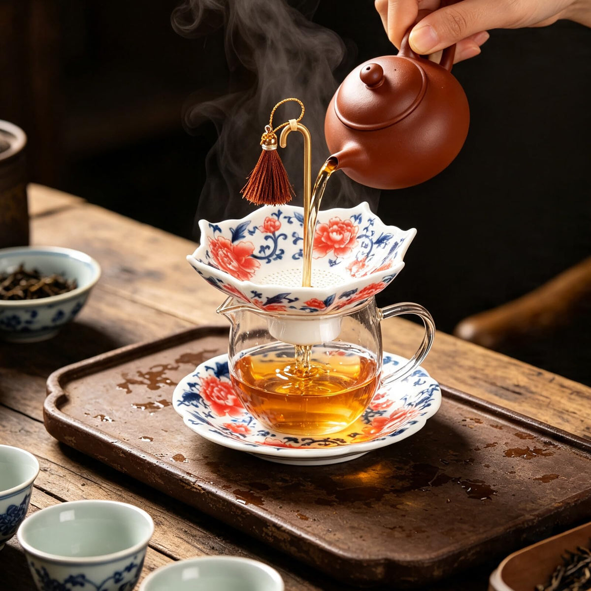 Blue and White Porcelain Umbrella Tea Infuser