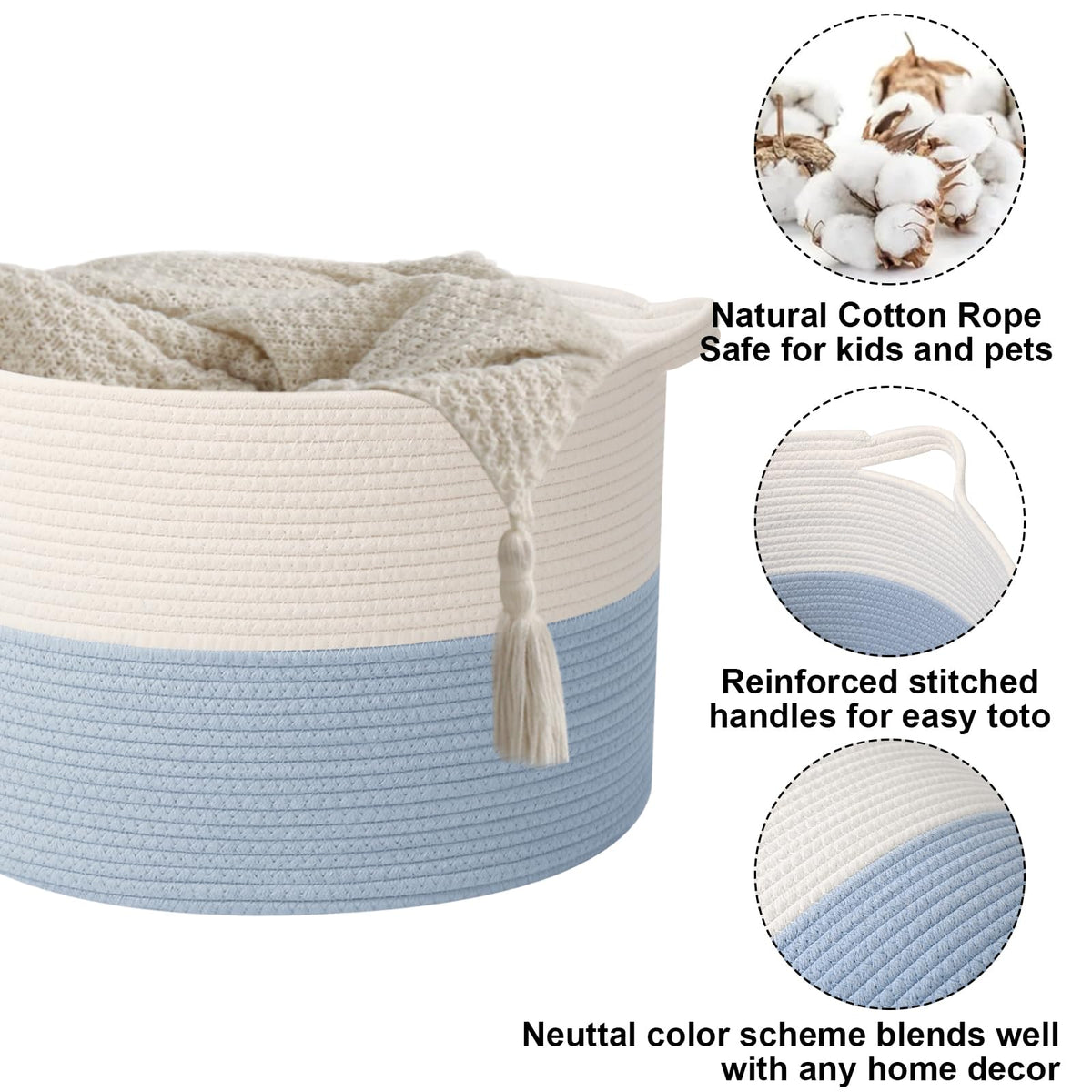 65L Extra Large Woven Blanket Basket