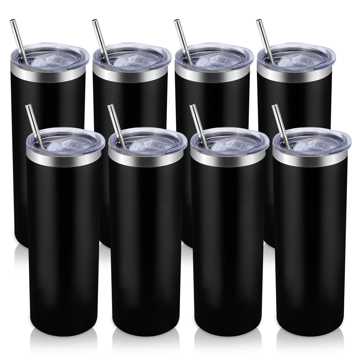 8 Pack Skinny Tumblers with Lid and Straw
