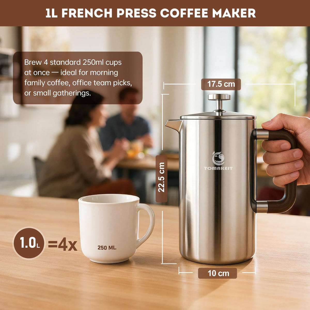 1L 34 Oz French Press Coffee Maker