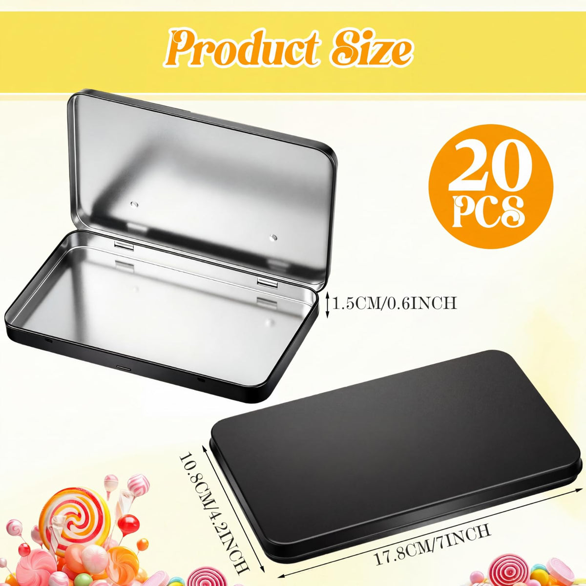 20 Pack Metal Tin Boxes with Hinged Lids (20 Count)