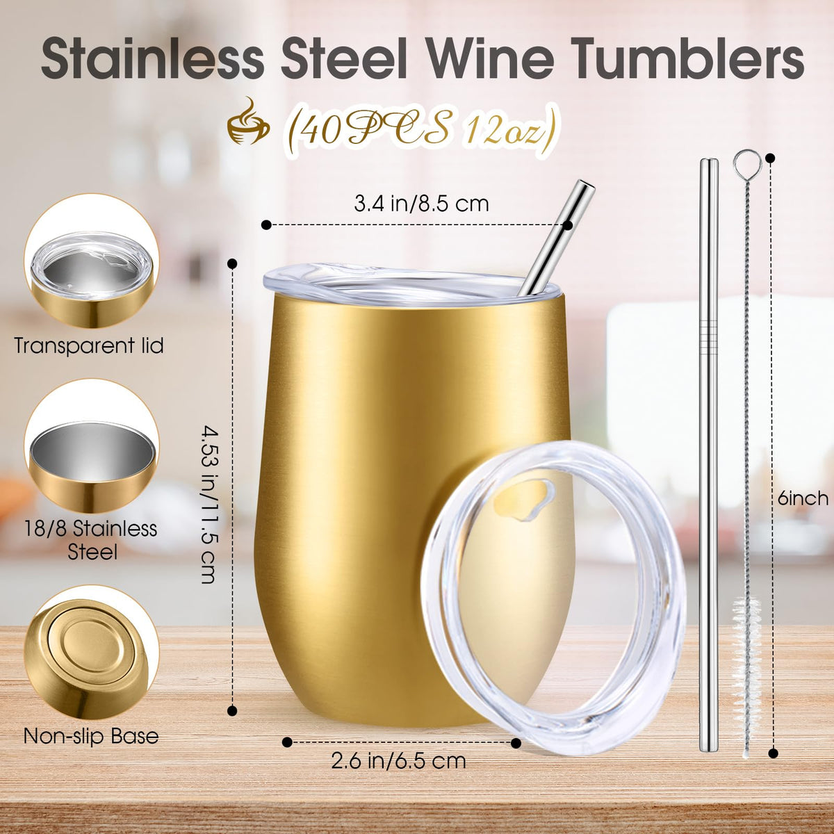 40 Pack Insulated Wine Tumblers Bulk 12oz (40 Count)