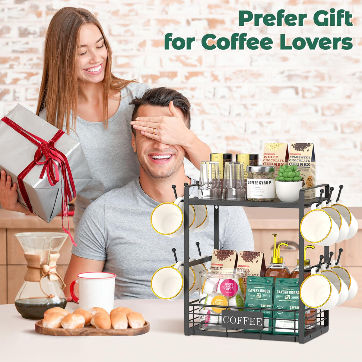 Coffee Mug Cup Holder Tree Bar Station Organizer